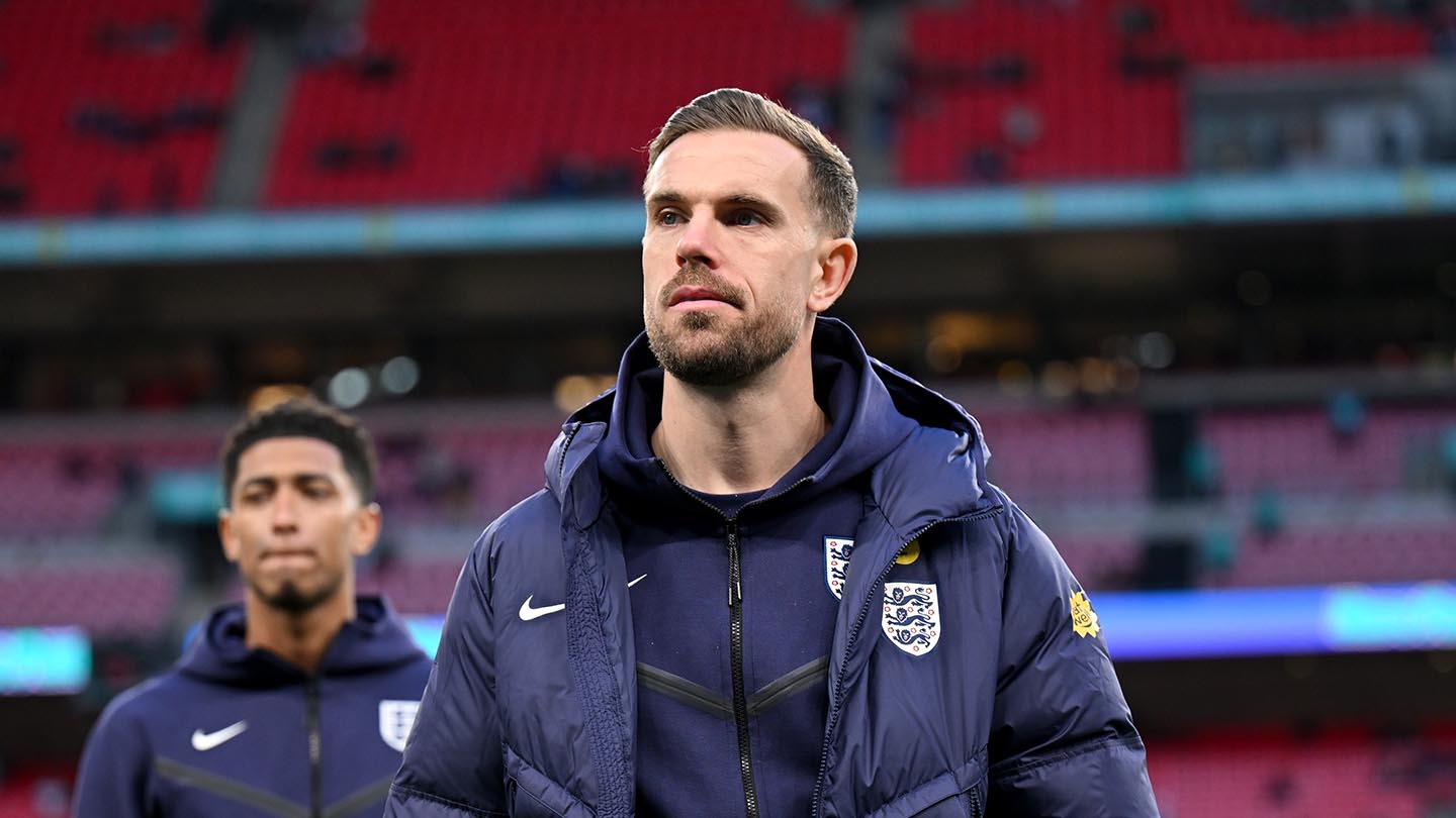 England's Jordan Henderson ahead of the game with Brazil at Wembley in March 2024