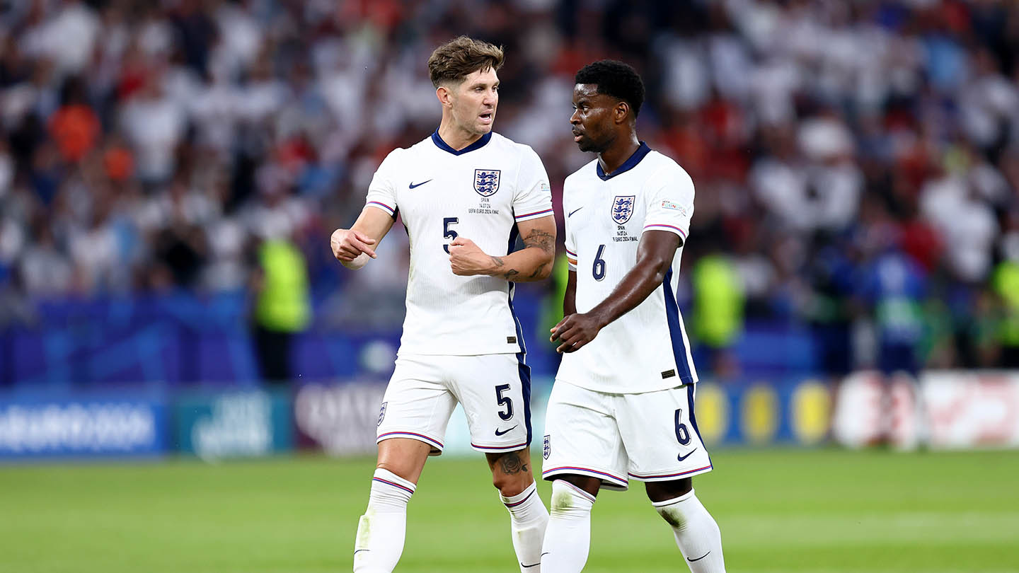John Stones and Marc Guehi during the Euro 2024 final