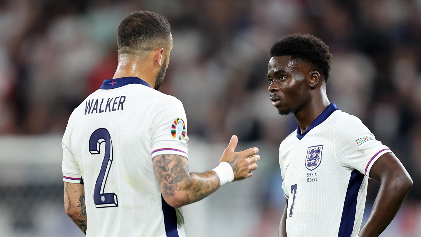 Kyle Walker and Bukayo Saka line up for England against Serbia at EURO 2024